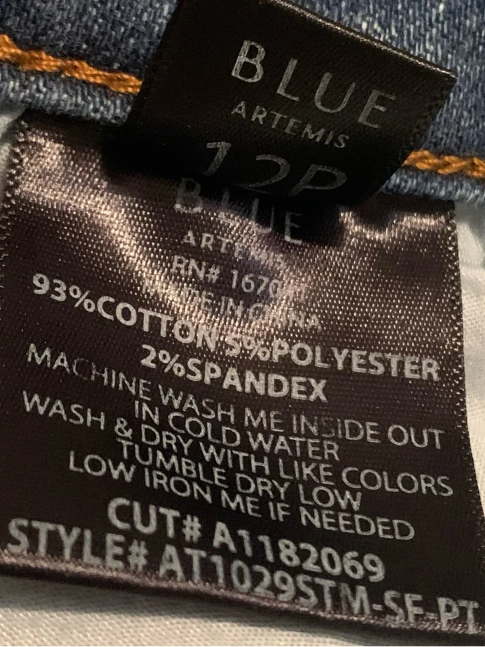 BLUE ARTEMIS High Rise Straight leg jeans 12P